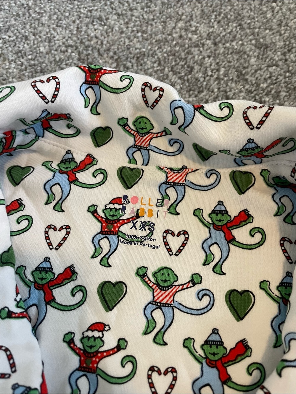 Roller Rabbit White Short Pajama Set with Red Trim and Multicolor Print - Picture 5 of 8